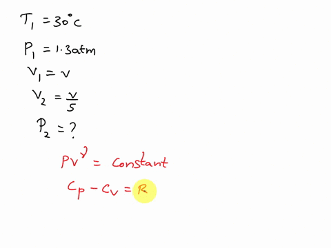 two-moles-of-neon-gas-initially-at-30-and-pressure-of-13atm-are-compressed-adiabatically-to-one-fifth-of-their-initia-volume-calculate-the-final-pressure-following-the-compression-14362
