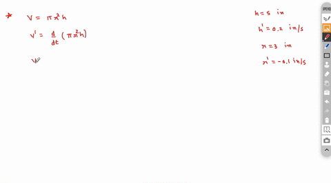 let-v-be-the-volume-of-a-cylinder-having-height-h-and-radius-rand-assume-that-h-and-r-vary-with-time-when-height-is-5-in-and-is-increasing-at-02-in-s-the-radius-is-3-in-and-is-decreasing-01-18656