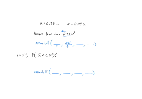 question-14-4-points-the-diameters-of-bolts-produced-by-certain-machine-are-normally-distributed-with-mean-of-038-inches-and-standard-deviation-of-009-inches-use-this-information-for-both-pa-76106