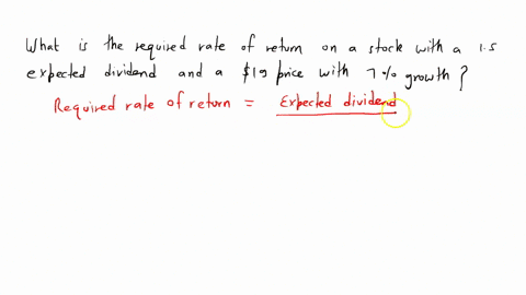 what-is-the-required-rate-of-return-on-a-stock-with-a-15-expected-dividend-and-a-19-price-with-7-growth-93206