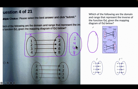 which-of-the-following-are-the-domain-and-range-that-represent-the-inverse-of-the-function-fx-given-the-mapping-diagram-of-fx-below-uestion-4-of-21-jpe-choke-please-select-the-best-answer-an-82848