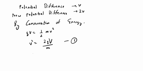 a-charge-particle-after-being-accelerated-through-a-potential-difference-venters-in-a-uniform-magnetic-field-and-moves-in-a-circle-of-radius-r-if-v-isdoubled-the-radius-of-the-circle-will-be-21845