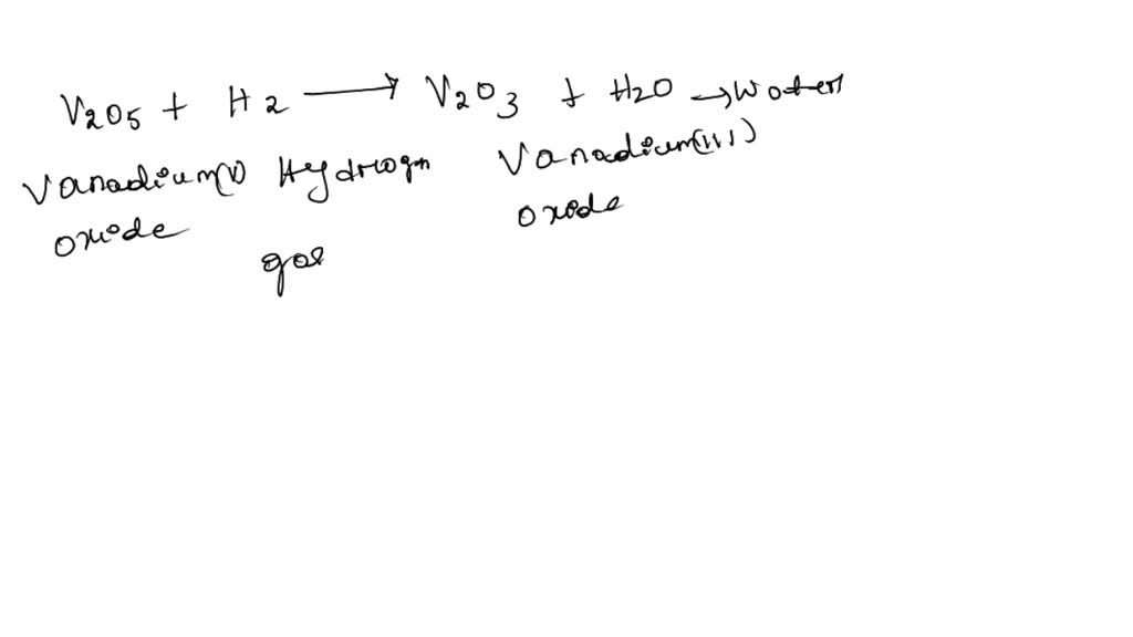 SOLVED: Vanadium(V) oxide reacts with hydrogen gas to form vanadium(III ...