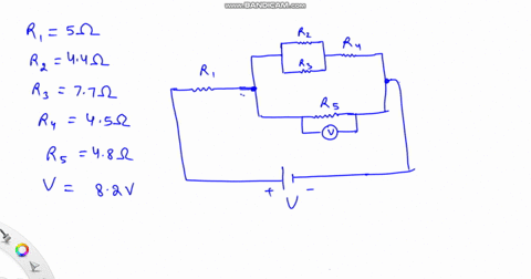 determine-the-reading-of-the-voltmeter-shown-in-the-figure-consider-the-values-of-the-resistors-as-r1-5-r2-44-r3-77-r4-45-r5-48-and-that-the-source-provides-a-voltage-v-82v-62984