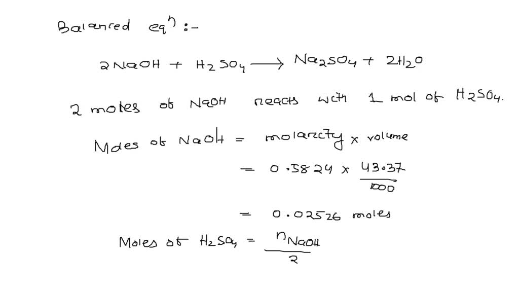SOLVED A titration is performed to determine the amount of sulfuric