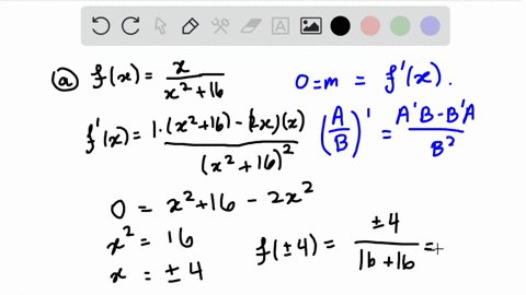 find-the-points-on-the-graph-of-f-where-the-tangent-line-is-horizontal-if-an-answer-does-not-exist-enter-dne-fx-x-x2-16-a-xy-smaller-value-b-xy-larger-value-find-the-slope-m-and-an-equation-89754
