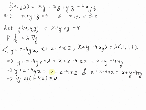 point-find-the-maximum-value-of-flxy2-xyxz-yz-4xyz-subject-to-the-constraints-x-y-z-9-and-xyz-2-0-fmax-74262