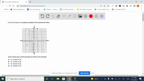 two-of-the-vertices-of-a-rectangle-are-plotted-on-the-coordinate-grid-below-twc-tne-vences-rectanaie-are-platted-ontno-ccordinato-gric-bclov-which-ardered-pairs-could-ihe-other-mo-yerlice-re-44749