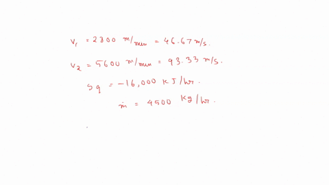 a-turbine-operating-under-steady-flow-conditions-receives-4500-kg-of-steam-per-hour-the-steam-enters-the-turbine-at-velocity-of-2800-m-min-an-elevation-of-55-m-and-specific-enthalpy-of-2800-65512