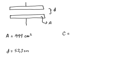 two-plates-of-area-499-mathrmcm2-each-are-separated-by-a-distance-523-mathrmcm-calculate-the-capacitance-c-of-this-system-in-microfarads-c