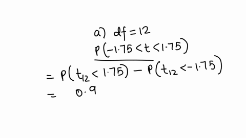 a-consider-a-t-distribution-with-12-degrees-of-freedom-compute-p-175t175-round-your-answer-to-at-i-three-decimal-places-b-consider-a-t-distribution-with-19-degrees-of-freedom-find-the-value-of-such-th