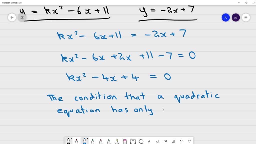 Solved Determine The Value Of K In Y Kx 11 That Will Result In The Intersection Of The Line