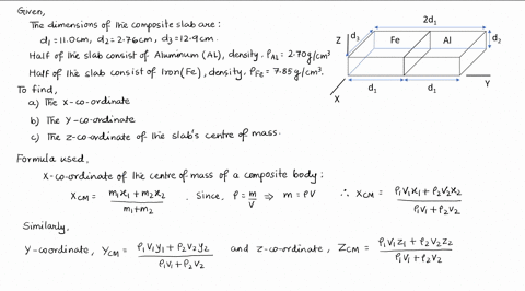 the-figure-shows-a-composite-slab-with-dimensions-d1-110-cm-d2-276-cm-and-d3-129-cm-half-the-slab-consists-of-aluminum-density-270-gcm3-and-half-consists-of-iron-density-785-gcm3-what-are-a-84536