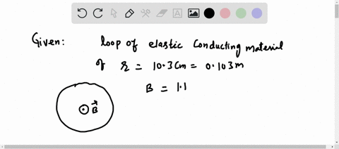an-elastic-conducting-material-is-stretched-into-a-circular-loop-of-103-cm-radius-it-is-placed-with-its-plane-perpendicular-to-a-uniform-110-t-magnetic-field-when-released-the-radius-of-the-81586