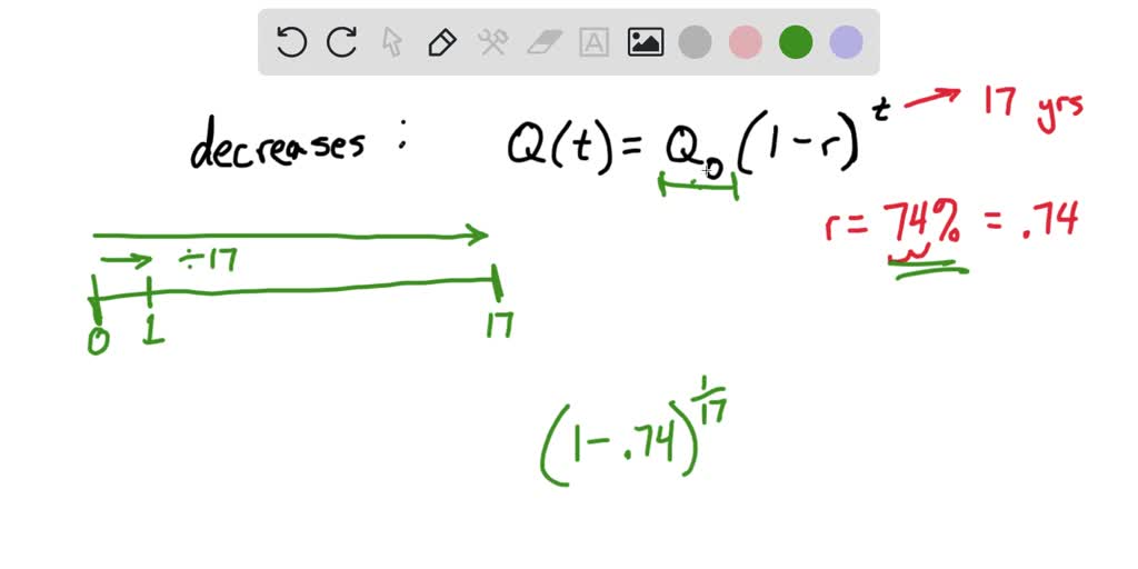 SOLVED An investment decreases by 74 over a 17year period. At what