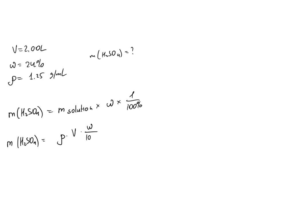 SOLVED: How many grams of sulfuric acid (H2SO4) is contained in 2.00L ...