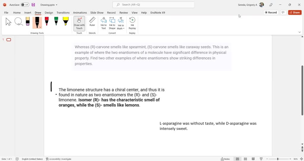 SOLVED Like carvone, the two enantiomers of celery ketone smell