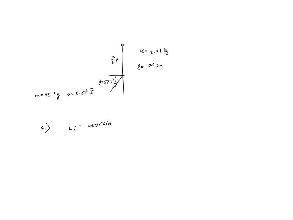 SOLVED: A uniform rod of mass M = 2.91 kg and length L = 0.74 m can ...