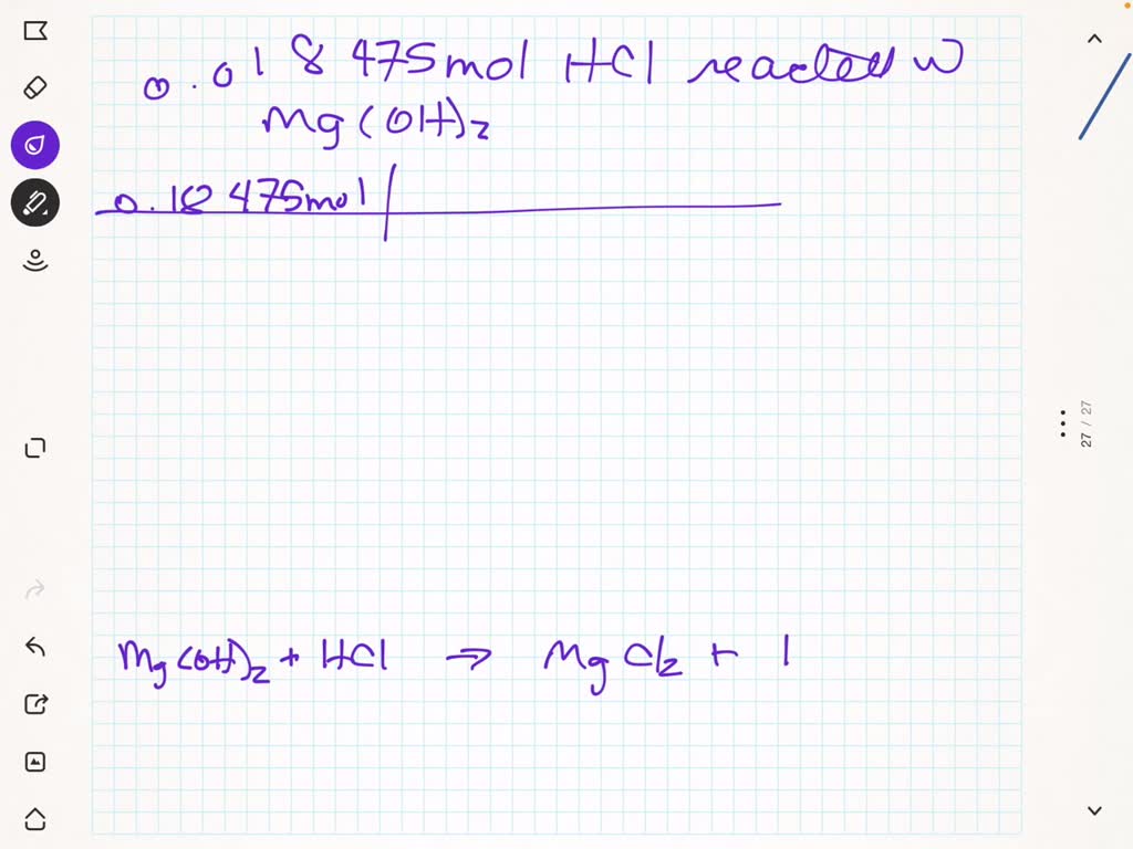 SOLVED A 0.5895g sample of impure magnesium hydroxide is dissolved in