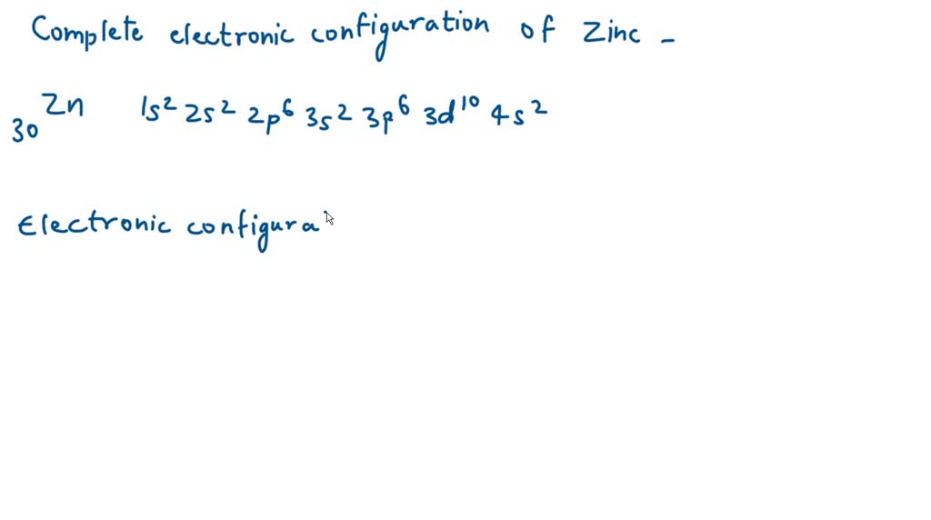 SOLVED Write the complete electron configuration for the zinc atom