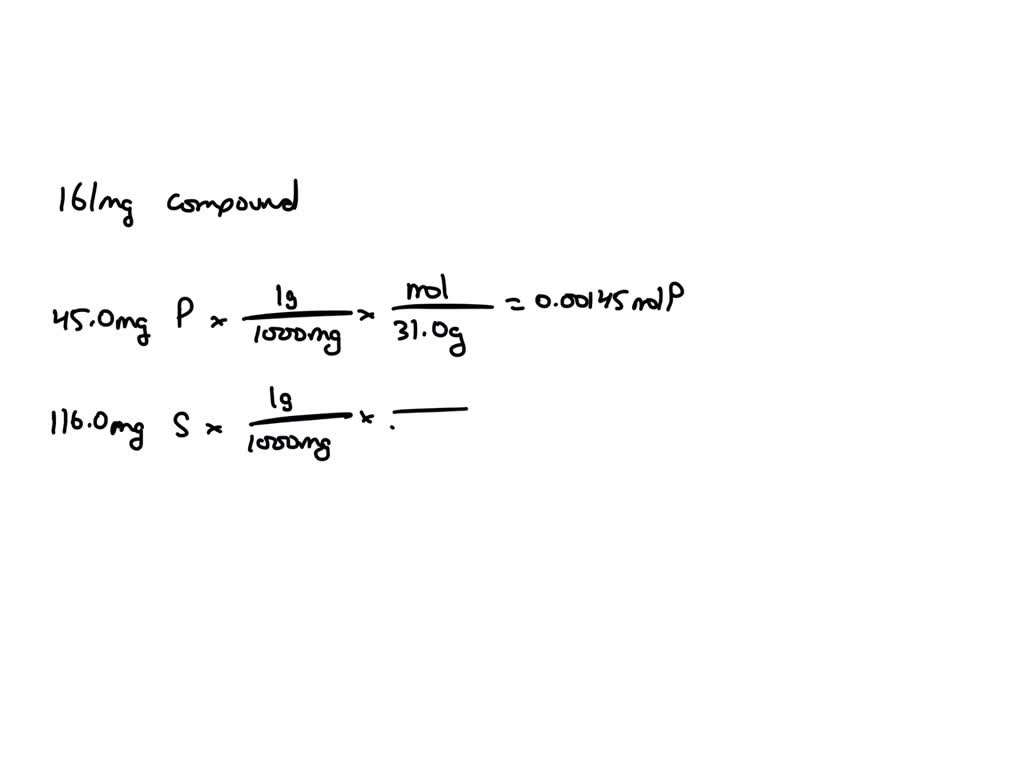 SOLVED A 45.0 mg sample of phosphorus reacts with sulfur to form 161