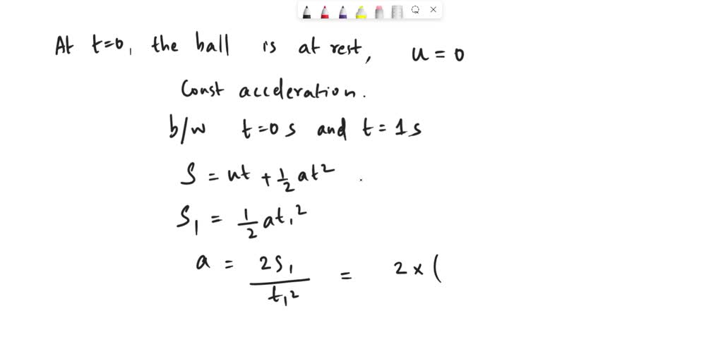 SOLVED At t=0, a ball, initially at rest, starts to roll down a ramp