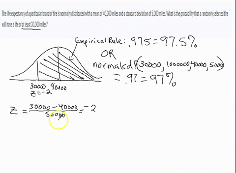 the-life-expectancy-of-a-particular-brand-of-tire-is-normally-distributed-with-a-mean-of-40000-miles-and-a-standard-deviation-of-5000-miles-what-is-the-probability-that-a-randomly-selected-t-36038
