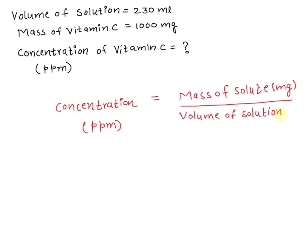 SOLVED A Vitamin C packet is added to a glass of water containing 230.