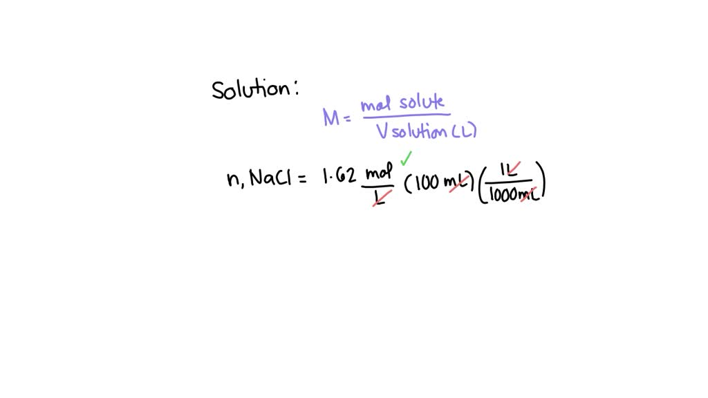SOLVED A 100 mL volumetric flask contains a solution of 1M NaCl. How