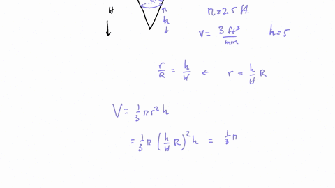 problem-statement-a-cone-shaped-water-tank-is-being-filled-with-water-the-tank-has-a-height-of-10-feet-and-a-diameter-of-5-feet-at-the-top-if-the-water-is-being-pumped-into-the-tank-at-a-rate-of-3-cub