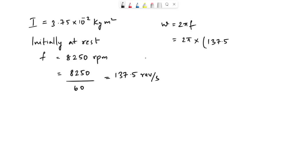 SOLVED A centrifuge rotor has a moment of inertia of 3.75 x 10^2 kg*m