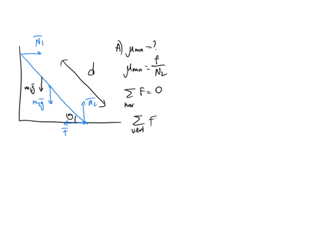 constants-what-is-the-minimum-coeffecient-of-static-friction-min-required-between-the-ladder-and-the-ground-so-that-the-ladder-does-not-slip-a-uniform-ladder-with-mass-m-and-length-l-rests-a-35627