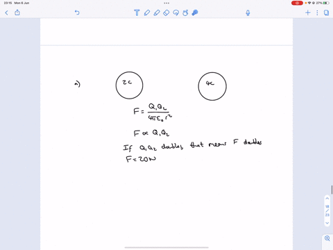 two-charges-of-q1-2-coulombs-and-q2-4-coulombs-attract-each-other-with-10-newton-of-force-if-q2-is-substituted-by-q28-coulombs-what-will-be-the-amount-of-force-show-your-reasoning-and-calcul-91525