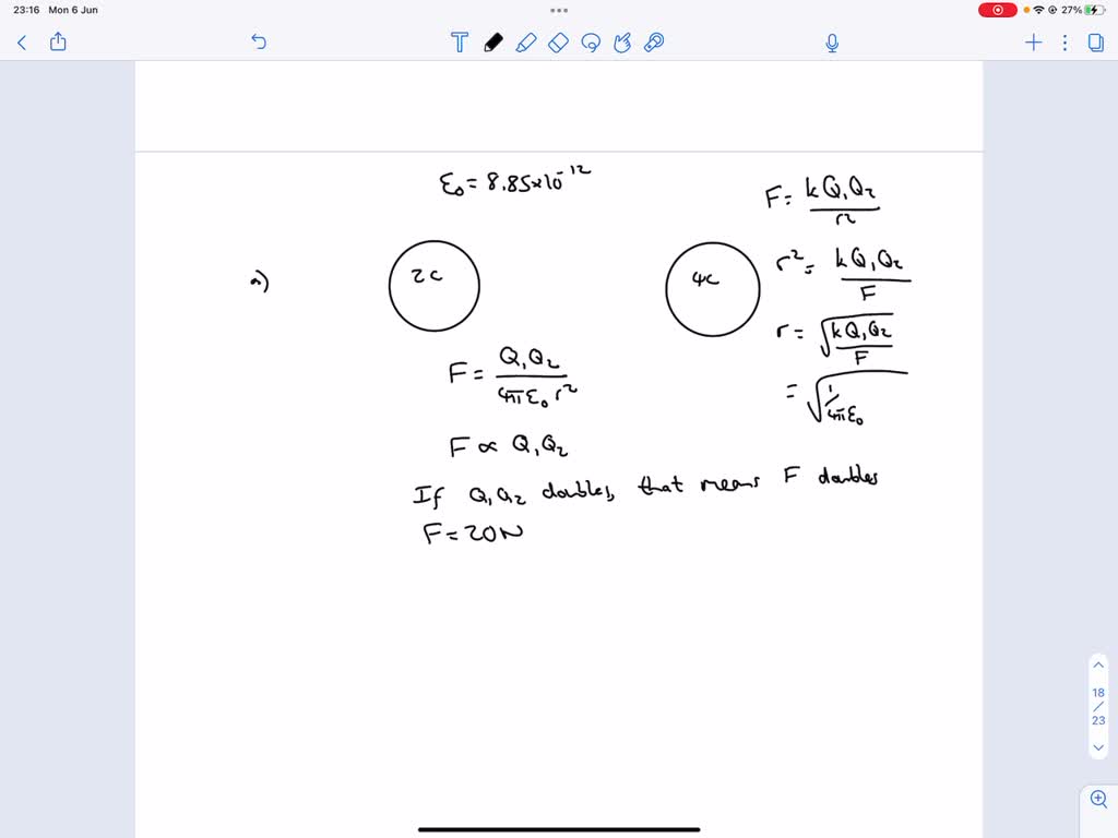 Solved Two Point Charges Q1 7 10 6 C And Q2 8 10 6c Are At A Distance Of 2 M 5656