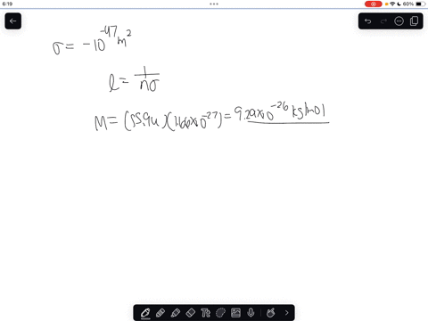 the-cross-section-for-the-interaction-of-a-neutrino-with-matter-is-10-47-mathrmm2-find-the-mean-free-94078