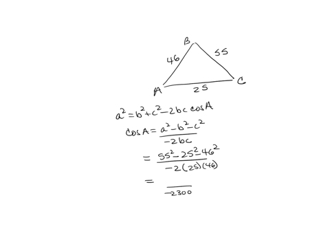 In triangle ABC, an angle is labeled A, a second angle is labeled B ...