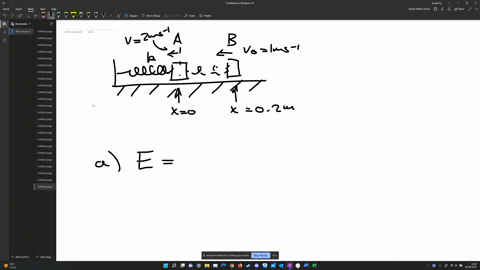 a-05-kg-block-lies-in-a-frictionless-horizontal-plane-connected-to-an-ideal-spring-the-block-is-pull-to-the-right-so-that-the-block-is-displace-by-02-m-from-the-equilibrium-point-the-block-then-releas