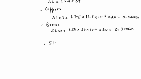 three-wires-ab-cd-and-e-made-of-copper-brass-and-steel-respectively-are-used-to-support-a-rigid-horizontal-bar-bdf-as-sown-these-wires-are-unstressed-prior-to-loading-assuming-that-the-weight-of-the-b