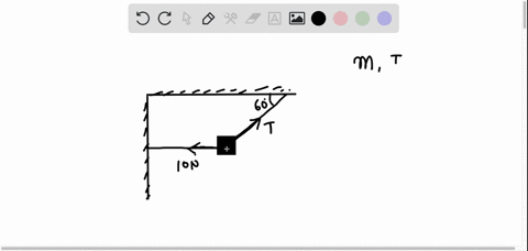 an-object-is-being-held-at-rest-with-the-help-of-two-very-light-strings-one-attached-to-the-ceiling-and-the-other-to-the-wall-of-the-room-the-tension-in-the-horizontal-string-is-measured-to-be-10-n-de
