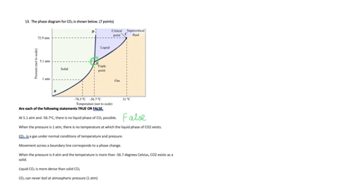 13-the-phase-diagram-for-coz-is-shown-below-points-critical-point-supereritical-fluid-729-atm-liquid-1-1-51-atm-l-aln-triple-point-solid-gas-785-c-567-temperature-not-to-scale-are-each-of-th-19667