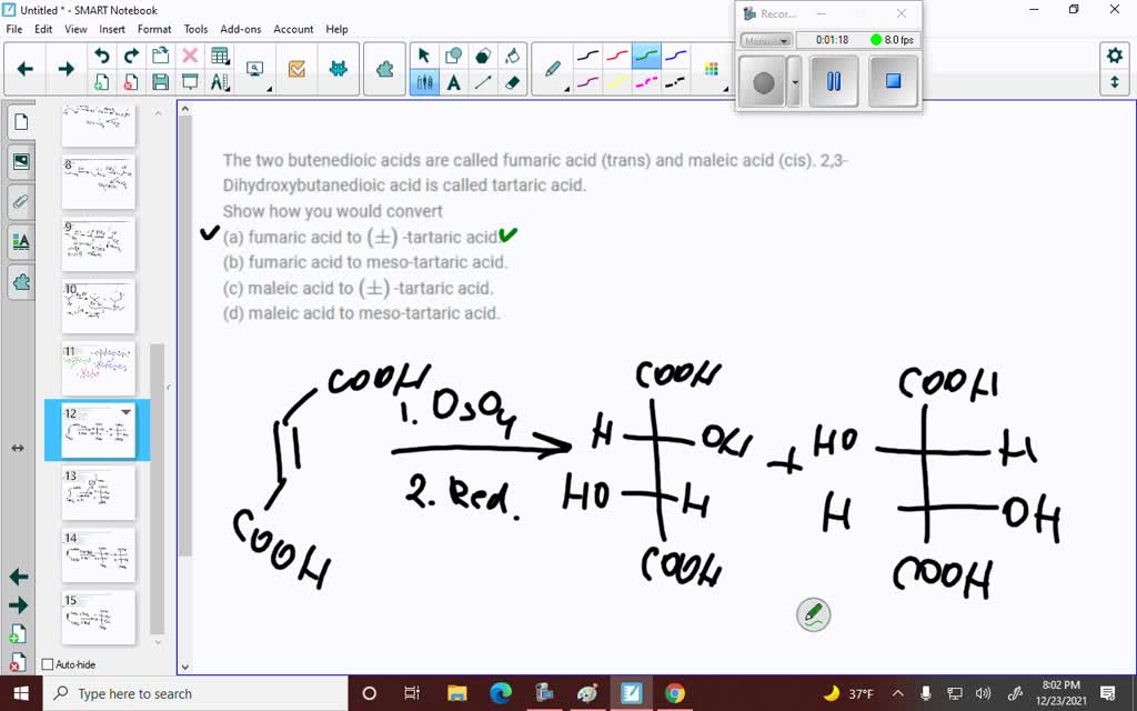 SOLVED: The two butenedioic acids are called fumaric acid (trans) and ...