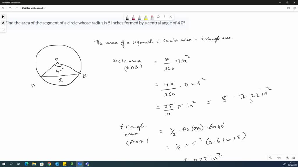 find the area of a circle whose radius is 5 inches