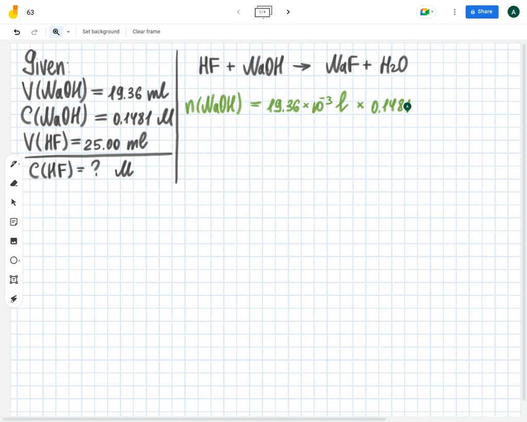 SOLVED Exactly 19.36mL of 0.1481M NaOH is used to titrate a 25.00mL