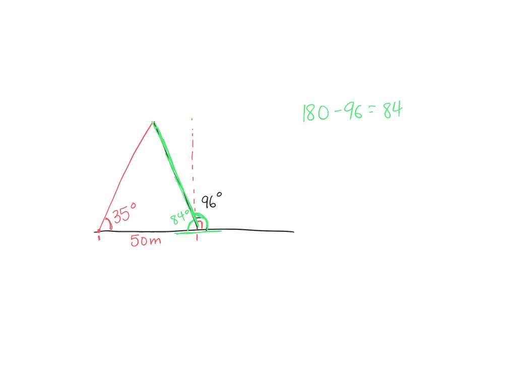 SOLVED: Because of prevailing winds, a tree grew so that it formed a 96 ...