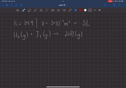 the-equilibrium-constant-kc-for-the-following-system-is-549-h2g-i2g-2-hig-at-equilibrium-a-system-contains-25-moles-of-hi-and-212-moles-of-i2-in-a-5-103-m3-container-calculate-the-number-of-38568