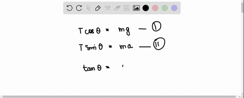 a-mass-on-a-string-is-suspended-from-the-ceiling-of-an-airplane-calculate-the-angle-that-mass-makes-when-the-airplane-has-a-horizontal-acceleration-of-magnitude-14-ms2-36862