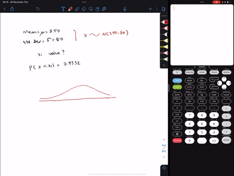 let-x-be-normally-distributed-with-mean-250-and-standard-deviation-80-find-the-value-x-such-that-px-x-09332-a-120-b-150-c-374-d-370-05348
