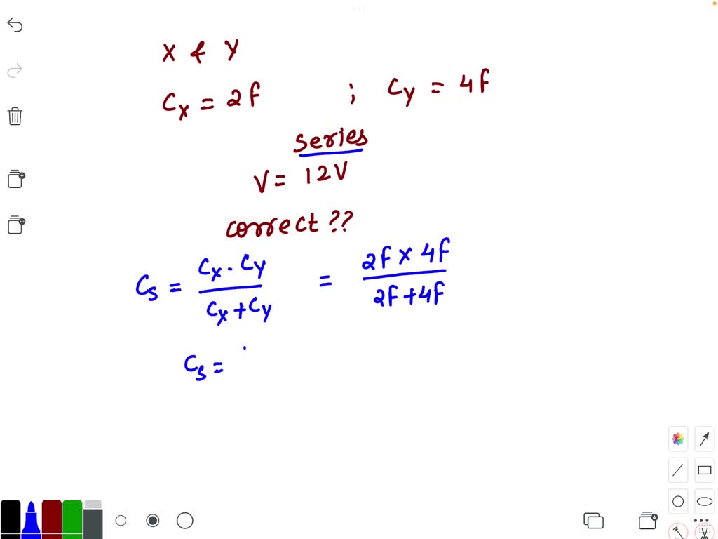 SOLVED Two capacitors x and y, with capacitances of 2F and 4F