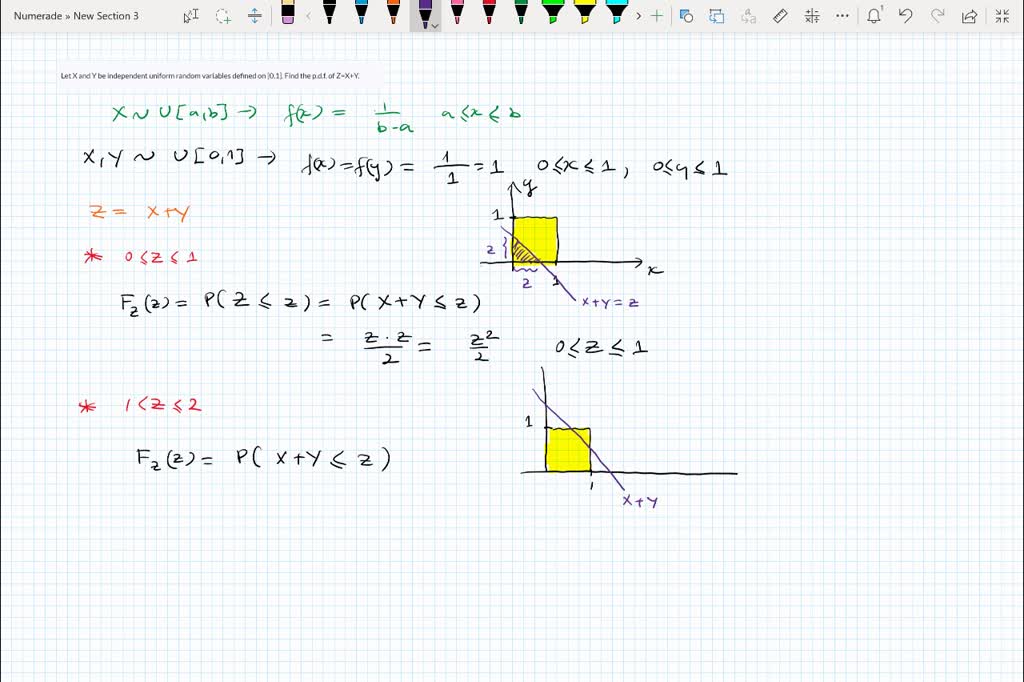 Solved Let X And Y Be Independent Uniform Random Variables Defined On 01 Find The Pdf Of 7079