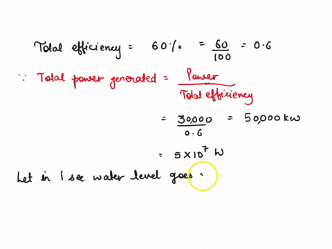 5 a hydroelectric power station is supplied from a reservoir...